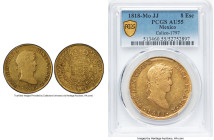 Ferdinand VII gold 8 Escudos 1818 Mo-JJ AU55 PCGS, Mexico City mint, KM161, Cal-1797. A admirable representative of this early 19th century type. HID0...