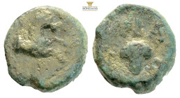 Thrace, Maroneia AE (3.33g, 14.5mm) Circa 400-350 BC. Forepart of horse to righ. Μ-Α-Ρ-Ω. Bunch of grapes within dotted linear square. HGC 3.2, 1552. ...
