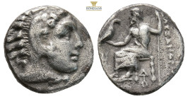 Kings of Macedon, Alexander III 'the Great' AR Drachm. (4g, 16.4mm) Lampsakos, circa 328-323 BC. Head of Herakles to right, wearing lion skin headdres...