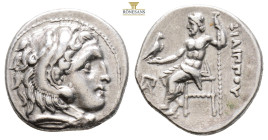 Kings of Macedon, Philip III Arrhidaios AR Drachm. Struck under Menander or Kleitos, in the types of Alexander III. 'Kolophon', circa 323-319 BC. Head...