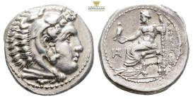 Kings of Macedon, Alexander III 'the Great' AR Drachm. (4.20g, 17.6mm) Struck under Philoxenos. Miletos, circa 325-323 BC. Head of Herakles to right, ...