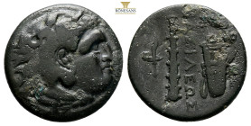 Kings of Macedon, Alexander III ‘the Great’. 336-323 BC. AE (5.34g, 19.8mm). Uncertain mint in west Asia Minor. Struck circa 323-310 BC. Head of Herak...