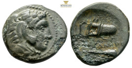 Kings of Macedon, Alexander III ‘the Great’. 336-323 BC. AE (4.68g, 19.5mm). Uncertain mint in west Asia Minor. Struck circa 323-310 BC. Head of Herak...