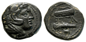 Kings of Macedon, temp. Alexander III – Kassander. Circa 325-310 BC. AE (5.85g, 18.1mm). Uncertain mint in Macedon. Head of Herakles right, wearing li...