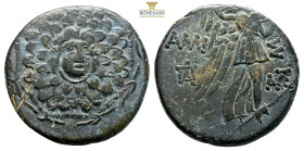 Pontos, Amisos. AE Circa 85-65 BC. (7.g, 21.9mm) Aegis with Gorgoneion in centre / Nike advancing right, holding palm; AMI-Σ[OY] across fields; monogr...