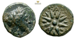 Mysia, Gambrion. AE 4th century BC. (0.97g, 10.3) Laureate head of Apollo to right / Star of twelve rays; Γ-Α-Μ between rays. SNG BnF 908-21; SNG Cope...