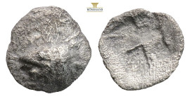 Mysia, Kyzikos AR Hemiobol. Circa 600-550 BC. (0.45g, 9.5mm) Head of tunny fish to left / Rough incuse. Cf. von Fritze II 3 (quadripartite incuse); cf...