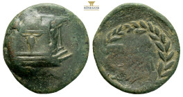 Mysia. Parion. Circa 350-300 BC. AE (4.67g, 20.9mm) Garlanded altar of Artemis/Apollo Aktaios, ornamented with bucranium. Rev. Π - Α / Ρ - Ι legend wi...