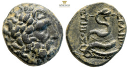 Mysia, Pergamon. Circa. 200–113 BC. AE (8.10g 20.8mm) Laureate head of Asklepios (or Zeus) right. ΑΣΚΛΗΠΙΟΥ / ΣΩΤΗΡΟΣ, serpententwined staff of Asklep...