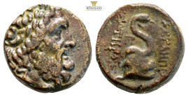Mysia, Pergamon. Circa. 200–113 BC. AE (7.75g 18.4mm) Laureate head of Asklepios (or Zeus) right. ΑΣΚΛΗΠΙΟΥ / ΣΩΤΗΡΟΣ, serpententwined staff of Asklep...
