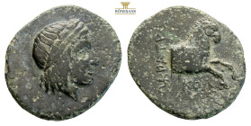Ionia, Kolophon. Circa 330-285 BC. AE (1.90g, 16.4mm) Hermothestos, magistrate. Laureate head of Apollo to right / Forepart of horse to right; ΕΡΜΟΘΕ[...