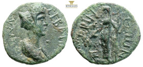 Thrace, Perinthus. Sabina. Augusta, AD 128-136/7. AE (4.12g, 20.6mm). Draped bust right, wearing stephane / Dionysus standing left, holding cantharus ...