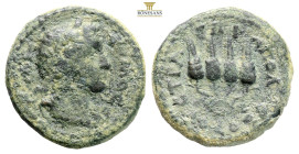 Asia, minor, Uncertain. Pseudo-autonomous 2nd century. AE (3.60g, 18.3mm) Laureate male head right. Four grain ears bundled together. Asia Minor Coins...