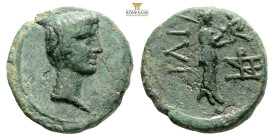Troas, Ilium. Augustus, 27 BC-AD 14. AE (1.72g, 12.9mm) Bare head of Augustus, right. ΙΛΙ. Athena Ilias, right; to right, monogram of ΑΦΥ. RPC 2305....