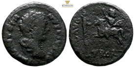 Troas.Alexandria, Caracalla AD 214-215. AE (8.06g, 24.6mm) ANTONIN[..], laureate and cuirassed bust right / COL ALEXA AVG, emperor on horseback left, ...