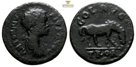 Troas, Alexandria, Caracalla AD 212/3-215. AE (862g, 22.4mm) M AVREL ANTONIN, laureate head right / COL ALEXAND AVG, horse grazing to right. Bellinger...