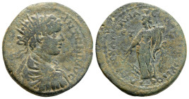 Pontus, Amasia. Caracalla. AD 198-217. AE (16.14g, 30mm). Dated CY 209 (231/2 AD). Radiate, draped, and cuirassed bust right / Tyche standing left, ho...