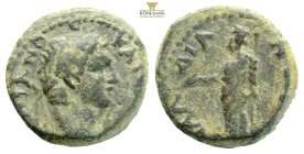 Lydia, Daldis. Trajan, AD 98-117. AE. (4.12g, 16.8mm) ΤΡΑΙΑΝΟϹ ΚΑΙϹΑΡ ϹΕΒ. Laureate head of Trajan, right. ΔΑΛΔΙΑΝΩΝ. Zeus Lydios standing left, holdi...