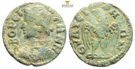 Lydia, Thyateira. Pseudo-autonomous issue, 2nd-3rd century AD. AE (4.21g, 21mm) Bust of Artemis Boreitene l., with quiver over shoulder, seen from beh...