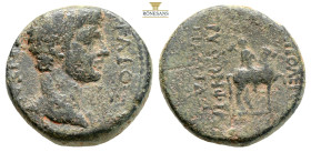Lydia, Tripolis. Caligula AD 37-41. AE (5.78g, 18.9mm) ΤΡΥΦΩΝ ΦΙΛΟΠΑΤΡΙΔΟΣ (Tryphon, son of Philopatris), magistrate. ΓAI[OΣ] KAIΣAΡ, bare head right ...