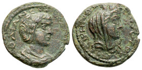 Cilicia, Irenopolis-Neronias. Julia Domna, Augusta. AD 193-217 AE (8.22g, 20.2mm) IOYΛIA ΔOMNAN CЄB. Draped bust right. EIPHNΩΠOΛITΩN ETOYC ΔMP. Turre...