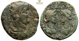 Cilicia, Seleucia ad Calycadnus. Valerian I, AD 253-260. Hexassarion AE (15.60g, 32mm) ΑΥ Κ ΠΟ ΛΙΚ ΟΥΑΛЄΡΙΑΝ/ΟC Radiate, draped and cuirassed bust of ...