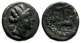 Cilicia, Tarsos. Quasi-municipal issue under the Seleukid kingdom. 2nd century BC. AE (3.97g, 16mm) Tarsos mint. veiled, draped and turreted bust of T...