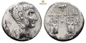 Lycia. Masikytes. Augustus 27 BC-AD 14.Drachm AR Fourreé (2.70g, 16.7mm) Λ-Υ, bare head right / M-A, two lyres; grain ear between. RPC I 3309.