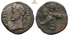 Augustus, 27 BC-AD 14. 'Denarius' AE (3.g, 14.5mm) a contemporary imitation of a Spanish issue of Augustus, irregular mint, after 19 BC. CAESAR AVGVST...