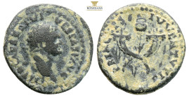 Vespasian, AD 69-79. Semis AE (3.56g, 18.1mm) Rome, for use in Syria, 77-78. IMP CAESAR VESPASIAN AVGVST Laureate head of Vespasian to right. Rev. PON...