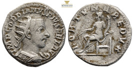 Gordian III AR Antoninianus. Rome AD 238-244 (4.49g, 21.4mm) IMP GORDIANVS PIVS FEL AVG. Radiate, draped & cuirassed bust right. FORTVNA REDVX. Fortun...