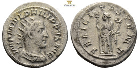 Philip I AR Antoninianus. Rome, AD 244-247. (4.67g, 22.9mm) IMP M IVL PHILIPPVS AVG, radiate, draped and cuirassed bust right / FELICITAS TEMP, Felici...