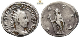 Trajan Decius AR Antoninianus. Rome, AD 249-251. (3.32gt, 21.4mm) IMP C M Q TRAIANVS DECIVS AVG, radiate, draped, and cuirassed bust right, seen from ...