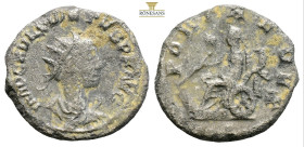 Aurelian, Siscia. AE Follis. AD 270-275. (2.11g, 19.4mm) AD 271. IMP AVRELIANVS AVG Radiate and cuirassed bust right. Rev. FORTVNA REDVX Fortuna drape...
