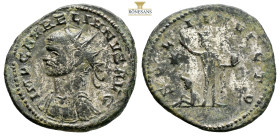 Aurelian. Rome, AE Follis. AD 274. (3.97g, 23.6 ) IMP AVRELIANVS AVG, radiate and cuirassed bust of Aurelian to right. Rev: ORIENS AVG, Sol standing f...