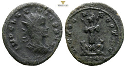 Claudius II Gothicus. Cyzicus, AE Follis. late AD 269-270. (3.22g, 20.8mm) IMP CLAVDIVS P F AVG, radiate and cuirassed bust to right; two pellets belo...