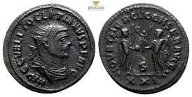 Diocletian. Antioch, AE Follis. AD 285. (3.43g, 22.4mm) IMP C C VAL DIOCLETIANVS P F AVG, radiate, draped and cuirassed bust to right / IOV ET HERCV C...
