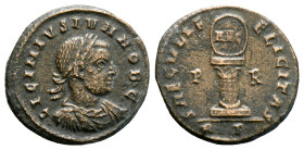 Licinius II, Caesar. AE Follis. Rome AD 317-324 (2.44g, 19.3mm) Circa 320. LICINIVS IVN NOB C Laureate, draped and cuirassed bust of Licinius II to ri...