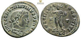 Constantine I 'the Great' AE Follis. Lugdunum, AD 309-310. (4.60g, 24mm) IMP CONSTANTINVS P F AVG, laureate, draped and cuirassed bust to right / SOLI...