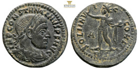 Constantine I 'the Great' AE Follis. Treveri, AD 310-313. (3.21g, 20.1mm) [I]MP CONSTANTINVS A[VG], laureate, draped and cuirassed bust to right / SOL...