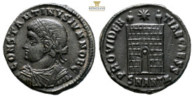Constantine II, as Caesar, AE follis. Antioch, AD 326-327. (3.35g, 19.6mm) CONSTANTINVS IVN NOB C, laureate, draped and cuirassed bust to left / PROVI...