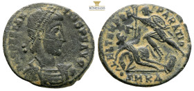 Constantius II Centenionalis. Constantinople, AE Follis. AD 347-348. (4.85g, 23.2mm) DN CONSTANTIVS PF AVG, pearl-diademed, draped and cuirassed bust ...