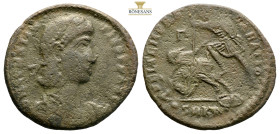 Constantius II Centenionalis. Constantinople, AE Follis. AD 347-348. (4.65g, 23.7mm) DN CONSTANTIVS PF AVG, pearl-diademed, draped and cuirassed bust ...