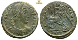 Constantius II Centenionalis. Constantinople, AE Follis. AD 347-348. (6.02g, 23.7mm) DN CONSTANTIVS PF AVG, pearl-diademed, draped and cuirassed bust ...