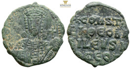 Constantine VII Porphyrogenitus, with Romanus I AE Nummis. (7.81g, 26.mm) Constantinople, AD 931-944. [+CO]ҺSƮ bASIL ROM, crowned facing bust of Const...