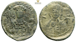 Michael VII Ducas AE Nummi. Constantinople, AD 1071-1078. (4.83g, 26.3mm) Facing bust of Christ Pantokrator; stars flanking / Crowned bust of Michael,...