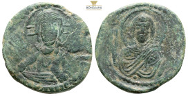 Anonymous. AE Nummi. (11g, 27mm) Class G, attributed to Romanus IV. Constantinople, AD 1068-1071. Nimbate bust of Christ facing, wearing tunic and him...