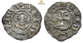 Armenia, Cilician Armenia. Royal. Hetoum II. BI Denier. ( 0.58g, 16.8mm) (1289-1293, 1295-1296, and 1301-1305. Crowned facing bust / Cross potent. AC ...