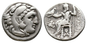 KINGS of MACEDON. Alexander III "the Great" (336-323 BC). Lampsakos. AR Drachm Obv: Head of Herakles to right, wearing lion skin headdress Rev: ΑΛΕΞΑΝ...