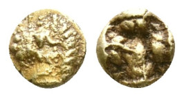 IONIA. Uncertain mint. Circa 600-550 BC. 1/24 Stater (Electrum, 6.5 mm, 0.60 g), Lydo-Milesian standard. Bridled forepart of Pegasos to left. Rev. Rou...